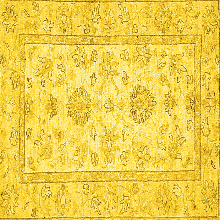 Square Oriental Yellow Traditional Rug, abs477yw
