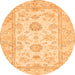 Round Machine Washable Oriental Orange Traditional Area Rugs, wshabs477org