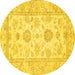 Round Oriental Yellow Traditional Rug, abs477yw