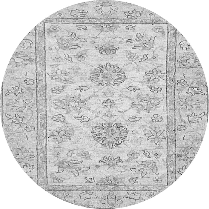 Round Machine Washable Oriental Gray Traditional Rug, wshabs477gry
