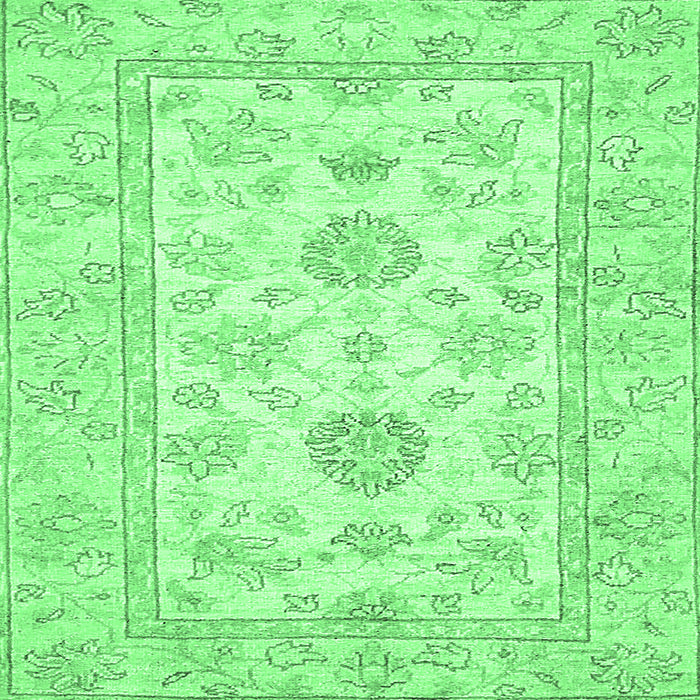 Square Machine Washable Oriental Emerald Green Traditional Area Rugs, wshabs477emgrn