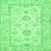 Square Machine Washable Oriental Emerald Green Traditional Area Rugs, wshabs477emgrn