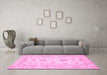 Machine Washable Oriental Pink Traditional Rug in a Living Room, wshabs477pnk