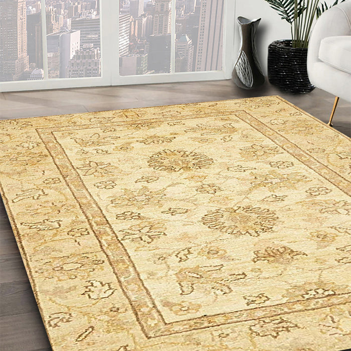 Abstract Orange Oriental Rug in Family Room, abs477