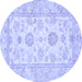 Round Oriental Blue Traditional Rug, abs477blu