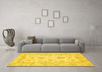 Machine Washable Oriental Yellow Traditional Rug, wshabs477yw