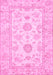 Machine Washable Oriental Pink Traditional Rug, wshabs477pnk