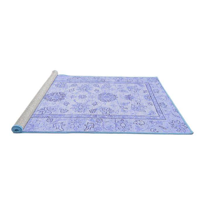 Sideview of Machine Washable Oriental Blue Traditional Rug, wshabs477blu