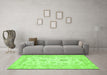 Machine Washable Oriental Green Traditional Area Rugs in a Living Room,, wshabs477grn