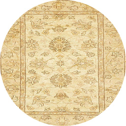 Round Machine Washable Abstract Orange Rug, wshabs477