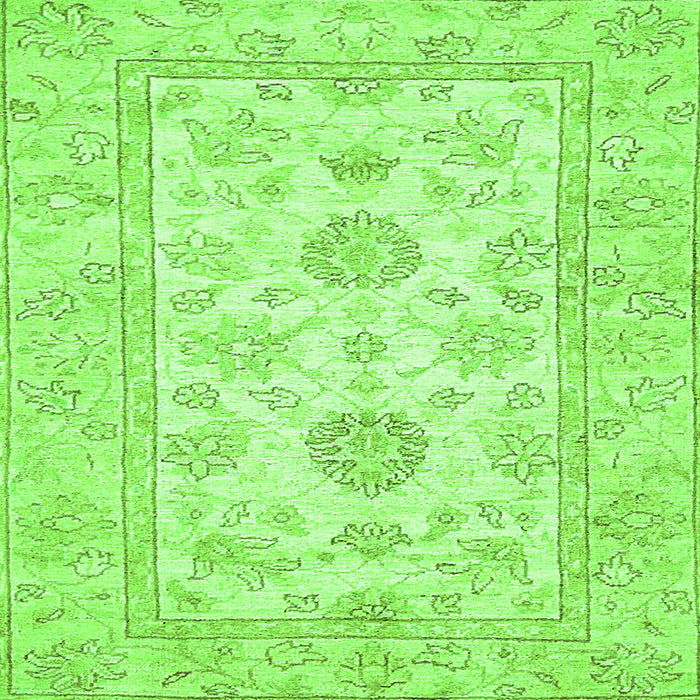 Square Machine Washable Oriental Green Traditional Area Rugs, wshabs477grn