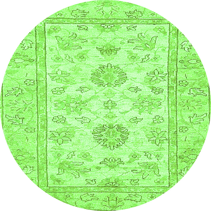 Round Machine Washable Oriental Green Traditional Area Rugs, wshabs477grn
