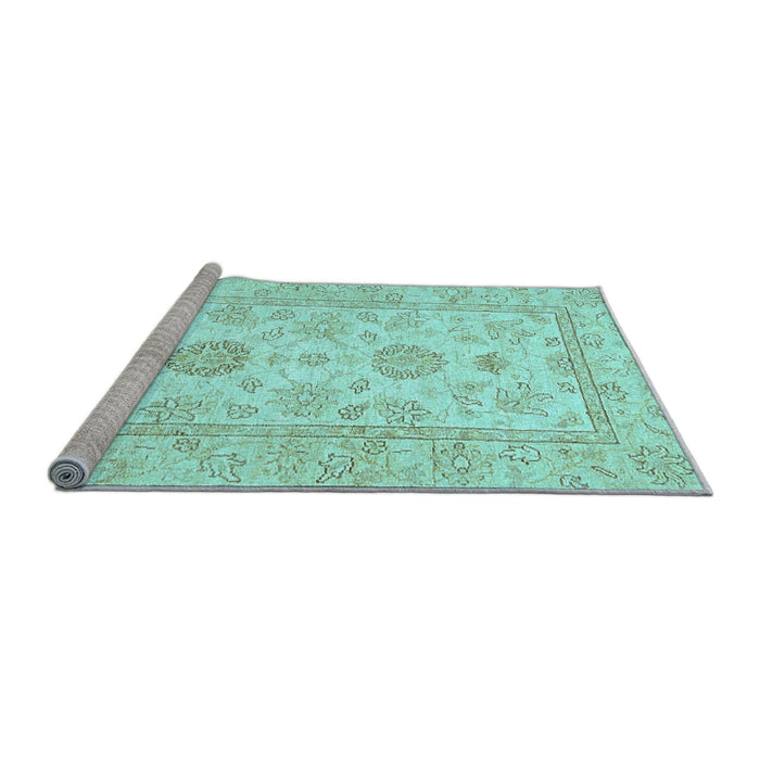 Sideview of Machine Washable Oriental Light Blue Traditional Rug, wshabs477lblu