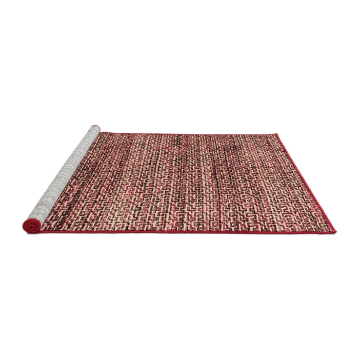 Sideview of Machine Washable Abstract Fire Brick Red Rug, wshabs4780