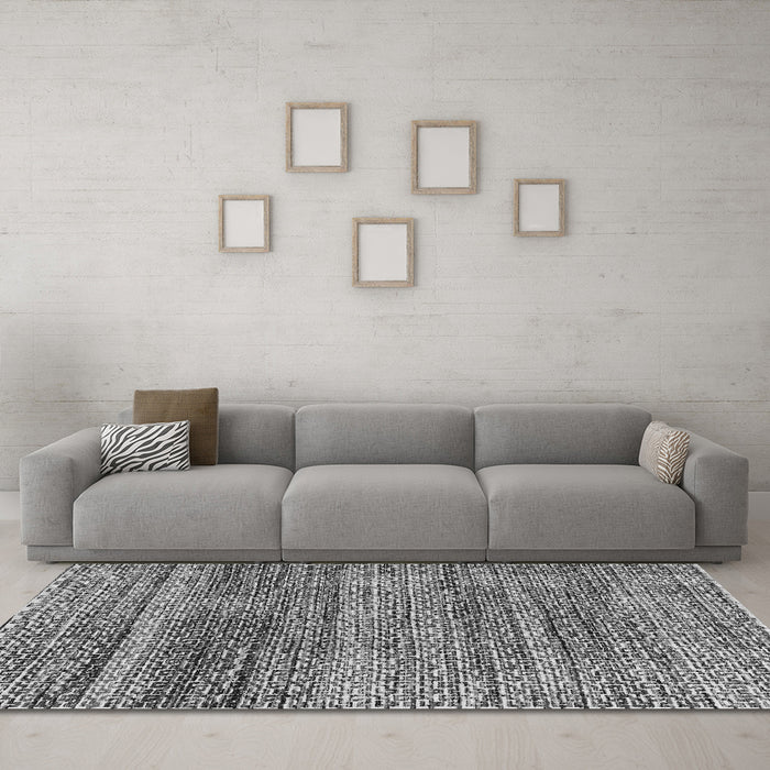 Machine Washable Abstract Gray Modern Rug in a Living Room,, wshabs4780gry