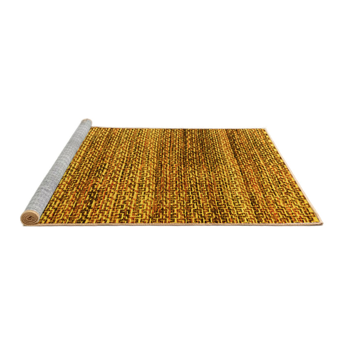 Sideview of Machine Washable Abstract Yellow Modern Rug, wshabs4780yw