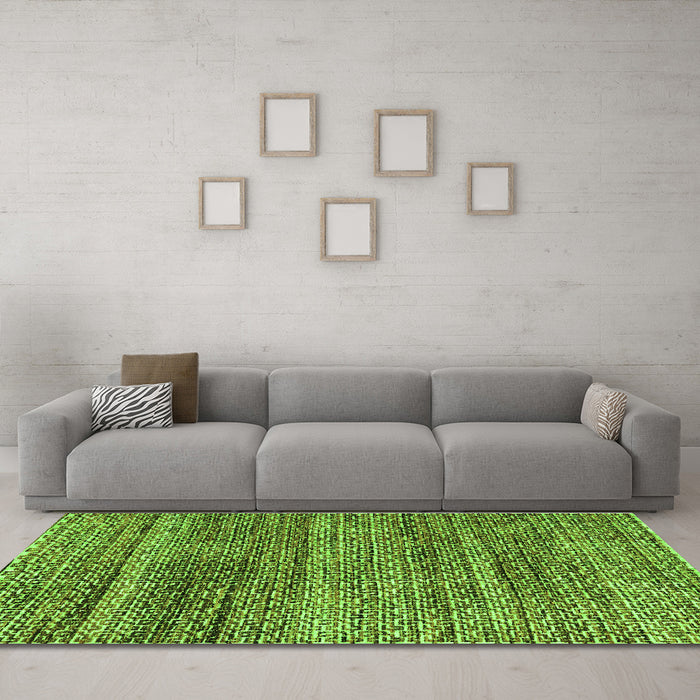 Machine Washable Abstract Green Modern Area Rugs in a Living Room,, wshabs4780grn