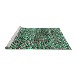 Sideview of Machine Washable Abstract Turquoise Modern Area Rugs, wshabs4780turq
