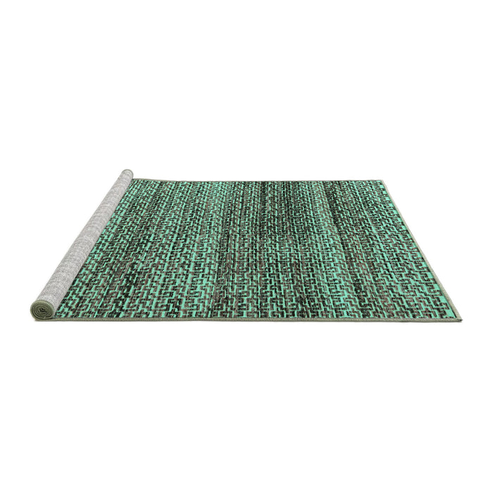 Sideview of Machine Washable Abstract Turquoise Modern Area Rugs, wshabs4780turq