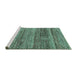 Sideview of Machine Washable Abstract Turquoise Modern Area Rugs, wshabs4780turq