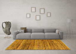 Machine Washable Abstract Yellow Modern Rug in a Living Room, wshabs4780yw