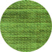 Round Machine Washable Abstract Green Modern Area Rugs, wshabs4780grn