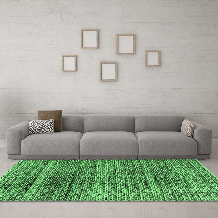 Machine Washable Abstract Emerald Green Modern Area Rugs in a Living Room,, wshabs4780emgrn