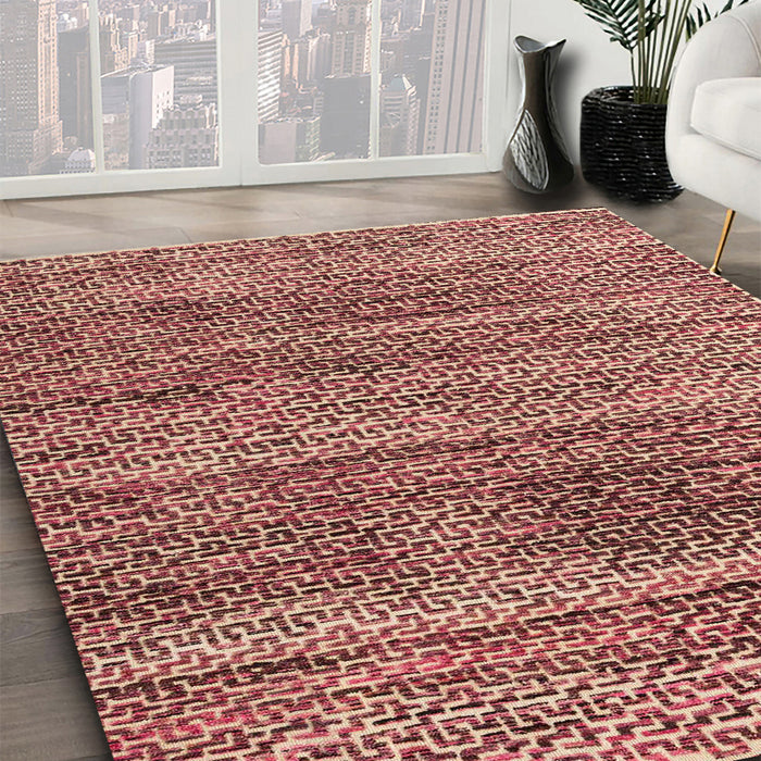 Machine Washable Abstract Fire Brick Red Rug in a Family Room, wshabs4780