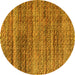 Round Machine Washable Abstract Yellow Modern Rug, wshabs4780yw