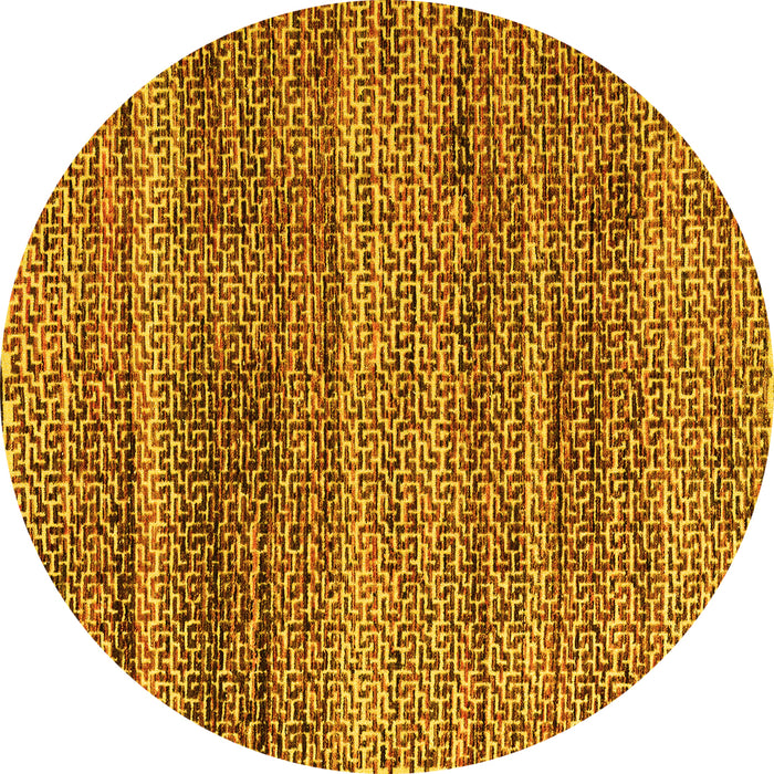 Round Abstract Yellow Modern Rug, abs4780yw