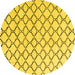 Round Solid Yellow Modern Rug, abs4781yw