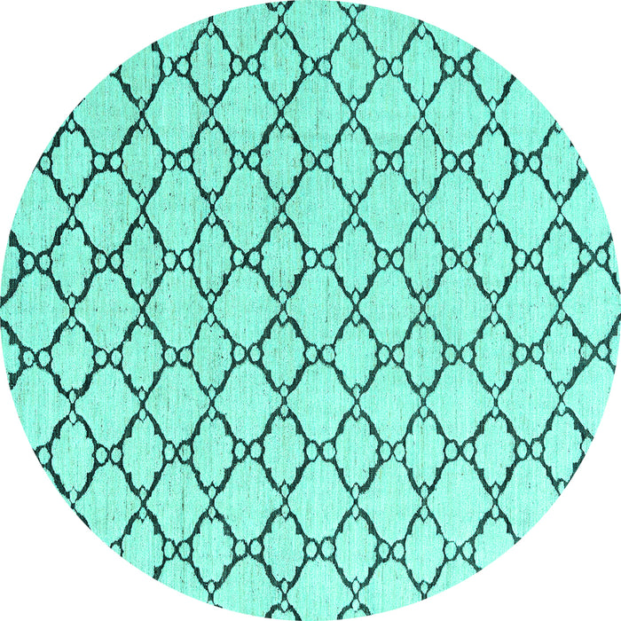 Round Solid Turquoise Modern Rug, abs4781turq