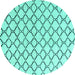 Round Solid Turquoise Modern Rug, abs4781turq