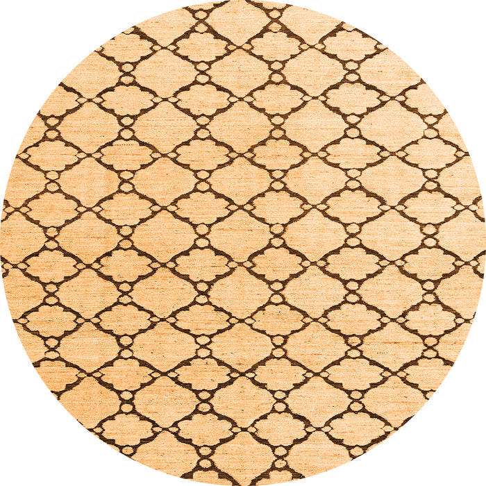 Round Machine Washable Solid Orange Modern Area Rugs, wshabs4781org