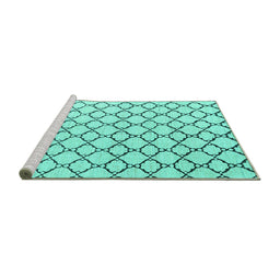 Sideview of Machine Washable Solid Turquoise Modern Area Rugs, wshabs4781turq