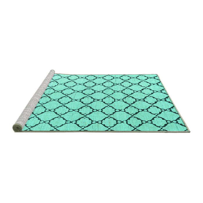 Sideview of Machine Washable Solid Turquoise Modern Area Rugs, wshabs4781turq