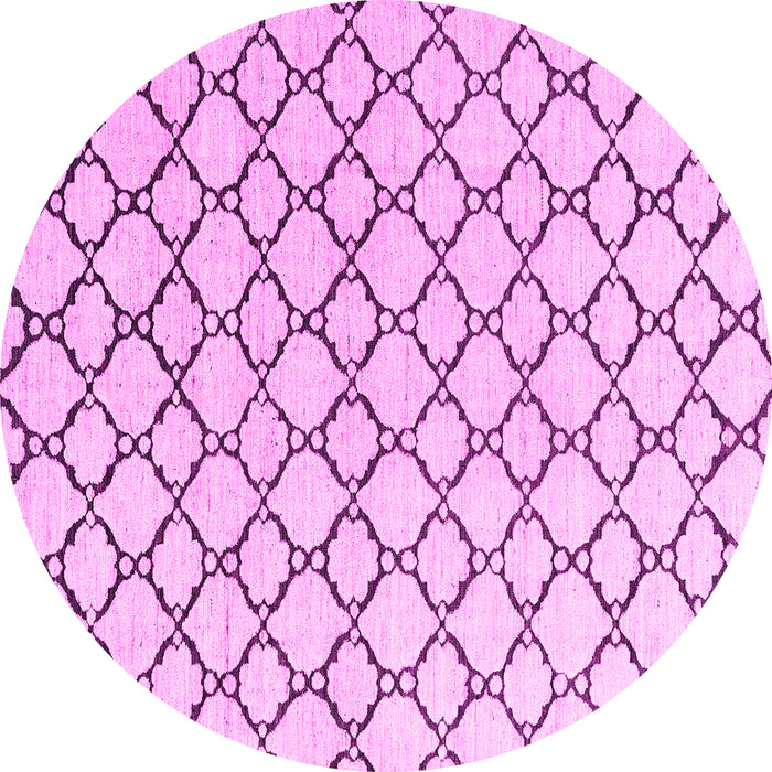 Round Machine Washable Solid Pink Modern Rug, wshabs4781pnk