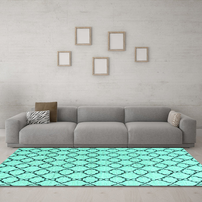 Machine Washable Solid Turquoise Modern Area Rugs in a Living Room,, wshabs4781turq