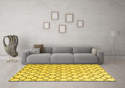 Machine Washable Solid Yellow Modern Rug in a Living Room, wshabs4781yw