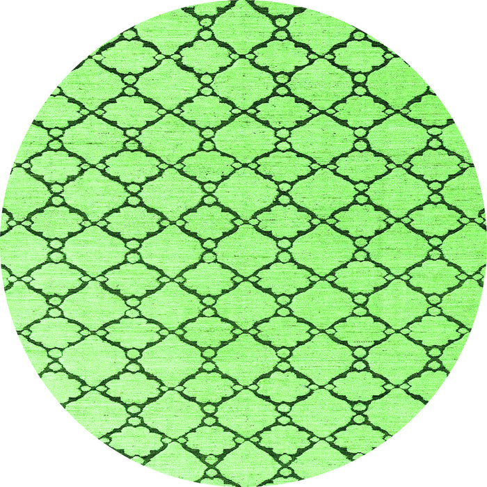 Round Machine Washable Solid Green Modern Area Rugs, wshabs4781grn