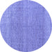 Round Abstract Blue Modern Rug, abs4782blu