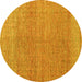 Round Abstract Yellow Modern Rug, abs4782yw