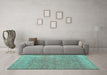 Machine Washable Abstract Turquoise Modern Area Rugs in a Living Room,, wshabs4782turq