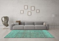 Machine Washable Abstract Turquoise Modern Rug, wshabs4782turq