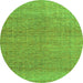 Round Abstract Green Modern Rug, abs4782grn