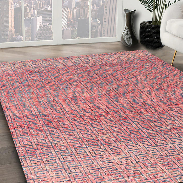 Machine Washable Abstract Dusty Pink Rug in a Family Room, wshabs4782