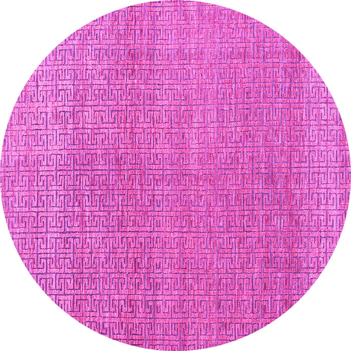 Round Machine Washable Abstract Pink Modern Rug, wshabs4782pnk