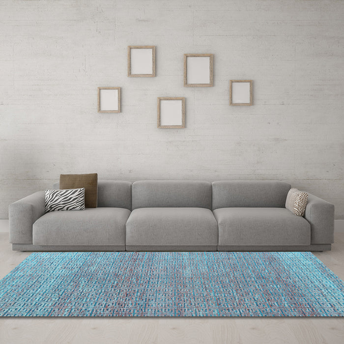 Machine Washable Abstract Light Blue Modern Rug in a Living Room, wshabs4782lblu