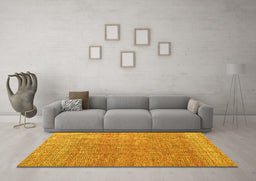 Machine Washable Abstract Yellow Modern Rug in a Living Room, wshabs4782yw