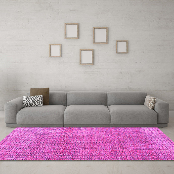 Machine Washable Abstract Pink Modern Rug in a Living Room, wshabs4782pnk